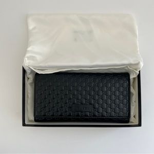 Gucci Microguccisima long black leather wallet
